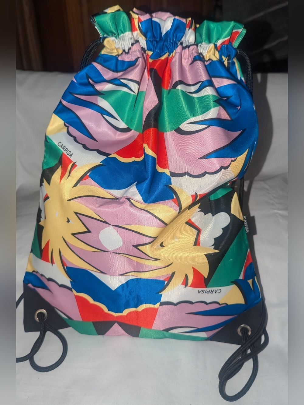 CARPISA Multicolor Floral Drawstring Backpack - Picture 1 of 8